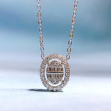 925 Silver Full Diamond Oval Necklace Chain