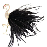 Zircon Flamingo Brooch Pin Pink Soft Simulation Feathers