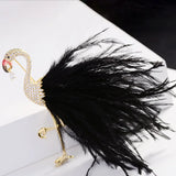Zircon Flamingo Brooch Pin Pink Soft Simulation Feathers