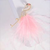 Zircon Flamingo Brooch Pin Pink Soft Simulation Feathers