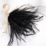 Zircon Flamingo Brooch Pin Pink Soft Simulation Feathers