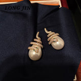 Snake Earrings Pearl Curved Surround Women Earring