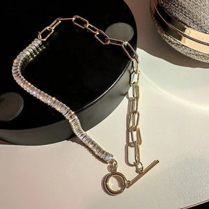 Zircon Rhinestone Choker Copper Inlaid Necklace