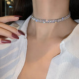 Zircon Rhinestone Choker Copper Inlaid Necklace