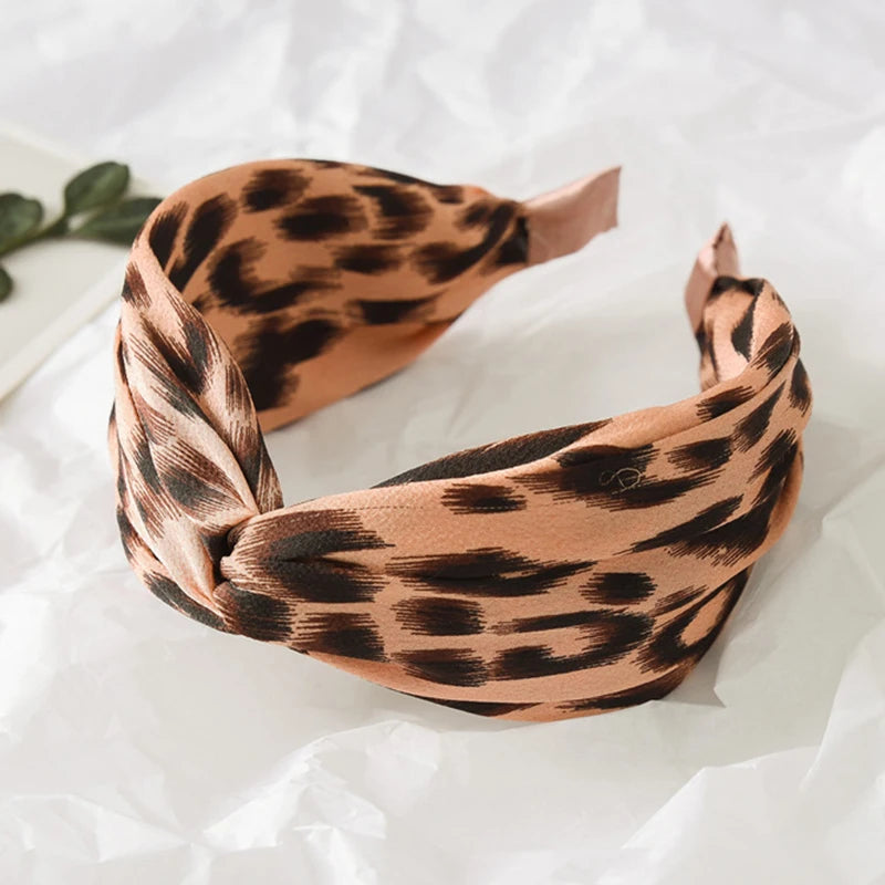 Leopard Print Wide Cross Band Headband