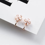 Tiny Bowknot Crystal Flower Ear Clip Temperament Earrings EC1168