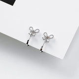 Tiny Bowknot Crystal Flower Ear Clip Temperament Earrings EC1168