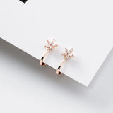 Tiny Bowknot Crystal Flower Ear Clip Temperament Earrings EC1168
