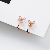 Tiny Bowknot Crystal Flower Ear Clip Temperament Earrings EC1168