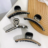Rhinestone Letter Pearls Hair Clip Claw Large Shark Clip Hair Accessories