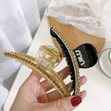 Rhinestone Letter Pearls Hair Clip Claw Large Shark Clip Hair Accessories