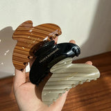 Retro Stripe Hair Clip Claw For Girls High Acetic Acid Shark Hair Accessories