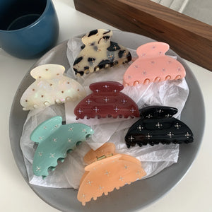 6.5CM Semicircle Hair Clips With Rhinestones Small Shark Clip