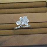 S925 Sterling Silver Freshwater Pearl Flower Ring Fittings DIY Empty Bracket