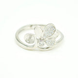S925 Sterling Silver Freshwater Pearl Flower Ring Fittings DIY Empty Bracket