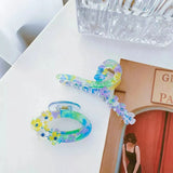 Geometric Ribbon Oval Hair Clip Claw Flower Acetate Shark Clip