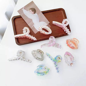 Geometric Ribbon Oval Hair Clip Claw Flower Acetate Shark Clip