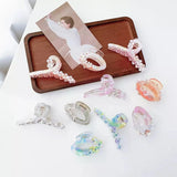 Geometric Ribbon Oval Hair Clip Claw Flower Acetate Shark Clip