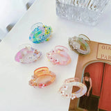 Geometric Ribbon Oval Hair Clip Claw Flower Acetate Shark Clip