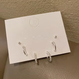 Rhinestone Crystal Stud Earring Set C Shaped Zircon Earrings Girl Party