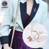 Pink Gem Pearl Brooch Bow and Arrow Rhinestone Corsage