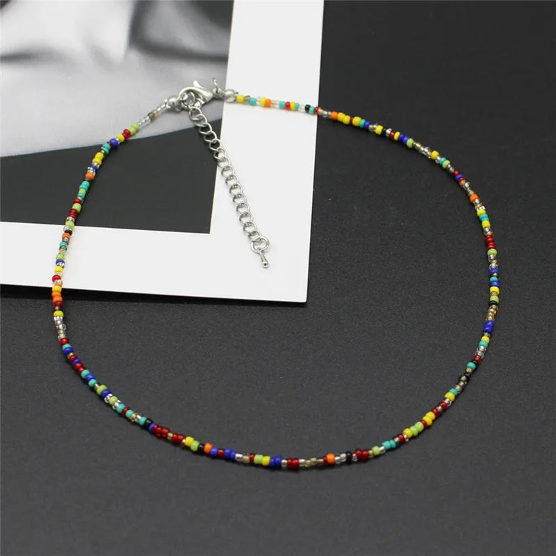 Colorful Chokers Collar Boho Seed Beaded Necklaces for Women Girls