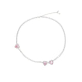 Y2K Sweet Pink Crystal Heart Necklace Choker Collares