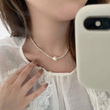 Triangle Pearl Necklace Chain Short Necklace for Woman