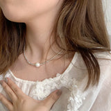 Triangle Pearl Necklace Chain Short Necklace for Woman