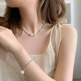 Triangle Pearl Necklace Chain Short Necklace for Woman