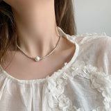 Triangle Pearl Necklace Chain Short Necklace for Woman
