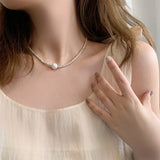 Triangle Pearl Necklace Chain Short Necklace for Woman