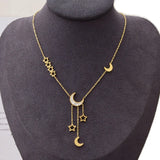 Star & Moon Necklace Jumper Chain Titanium Steel Collarbone Chain