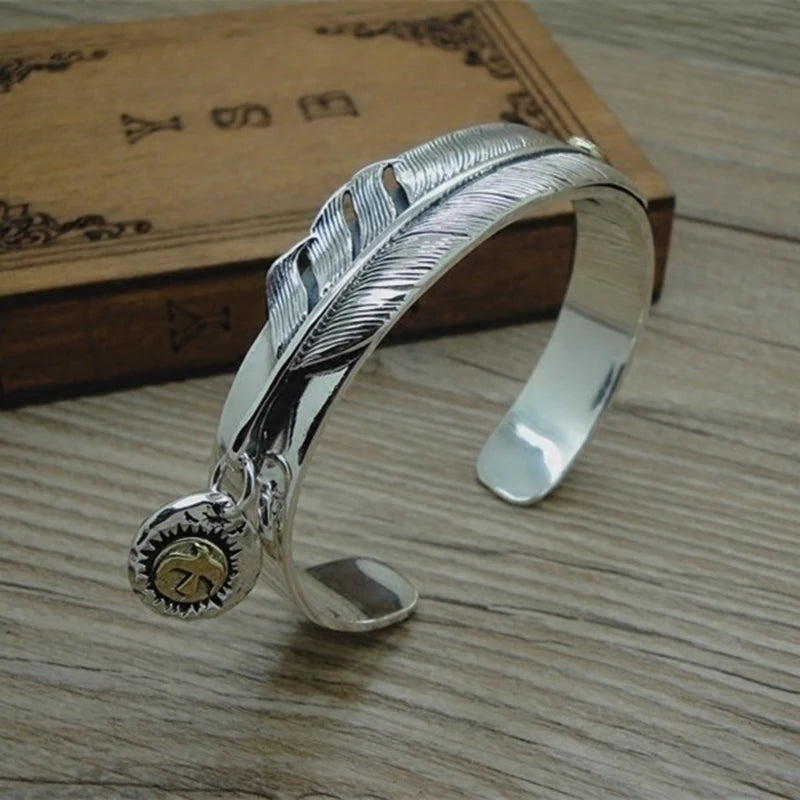 Retro Punk Style Eagle Feather Bracelet Unisex Jewelry