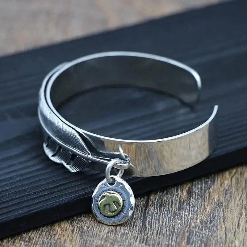 Retro Punk Style Eagle Feather Bracelet Unisex Jewelry