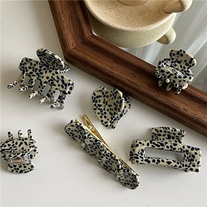 Vintage Leopard Print Acrylic Hair Clip Claw for Women Girls