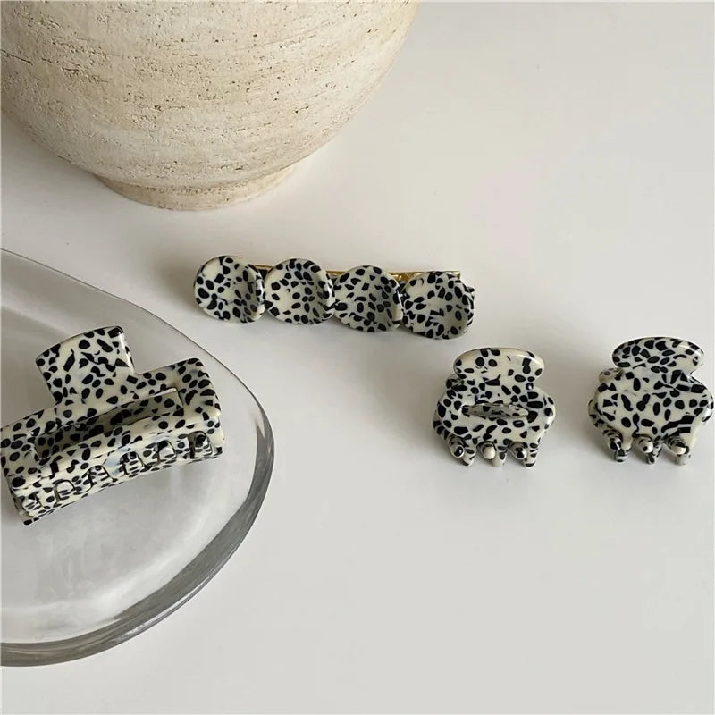 Vintage Leopard Print Acrylic Hair Clip Claw for Women Girls