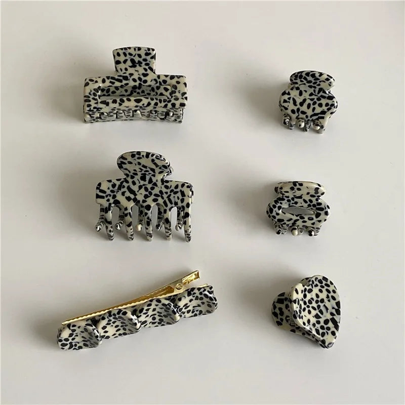 Vintage Leopard Print Acrylic Hair Clip Claw for Women Girls