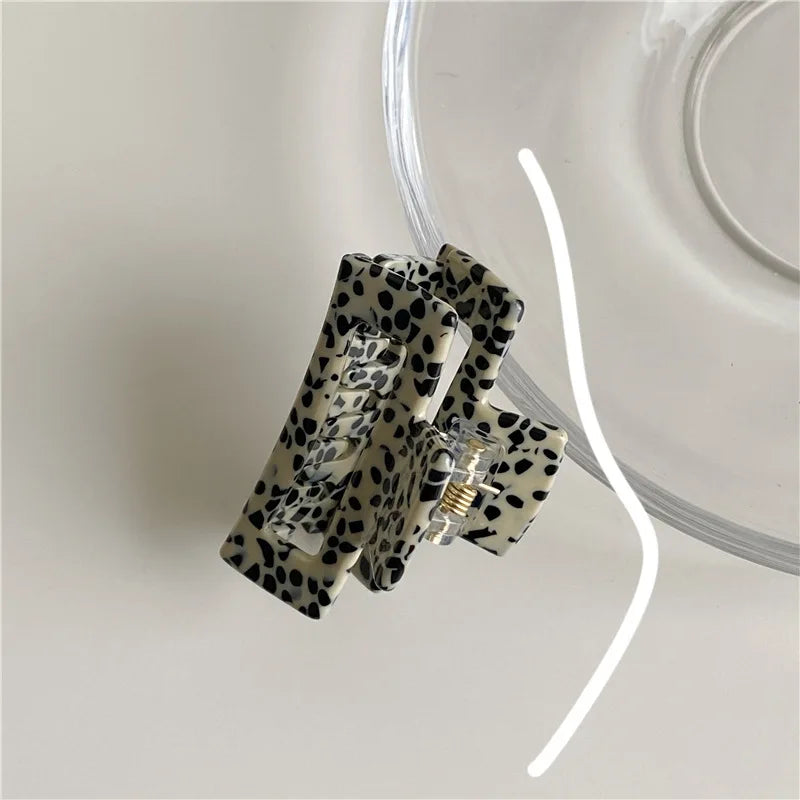 Vintage Leopard Print Acrylic Hair Clip Claw for Women Girls