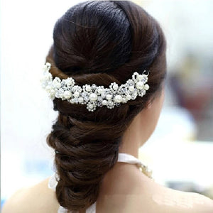 Pearl Crystal Bride Headdress Handmade Wedding Hairband Bridal Jewelry