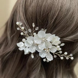 Bridal Shell Petals Pearl Crystal Headpiece Hairpin