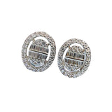 925 Silver Oval Earrings Full Diamond Design
