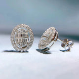 925 Silver Oval Earrings Full Diamond Design