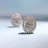 925 Silver Oval Earrings Full Diamond Design