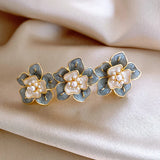 Pearl Camellia Spring Hair Clip Crystal Edge Clip Side Clip