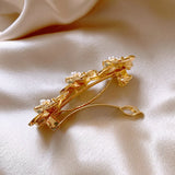 Pearl Camellia Spring Hair Clip Crystal Edge Clip Side Clip