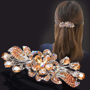 Zircon Hairpin Crystal Flower Spring Clip