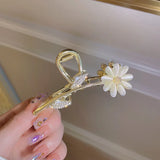 Golden Daisy Rhinestone Hair Clip