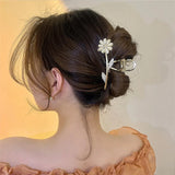Golden Daisy Rhinestone Hair Clip