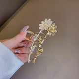 Golden Daisy Rhinestone Hair Clip